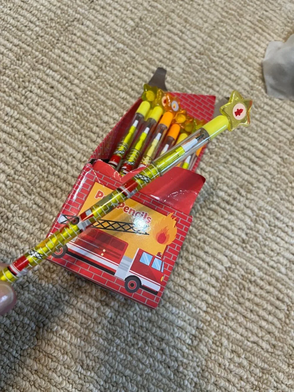 Pencils - Fire Truck Themed Pencils -Caps Erasers Kids School/Party Favors (NEW)